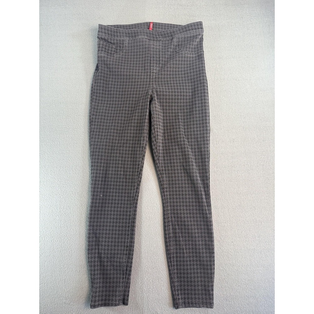 Spanx Jegging Leggings Womens XL Gray Houndstooth Pull On Stretch Shaping
